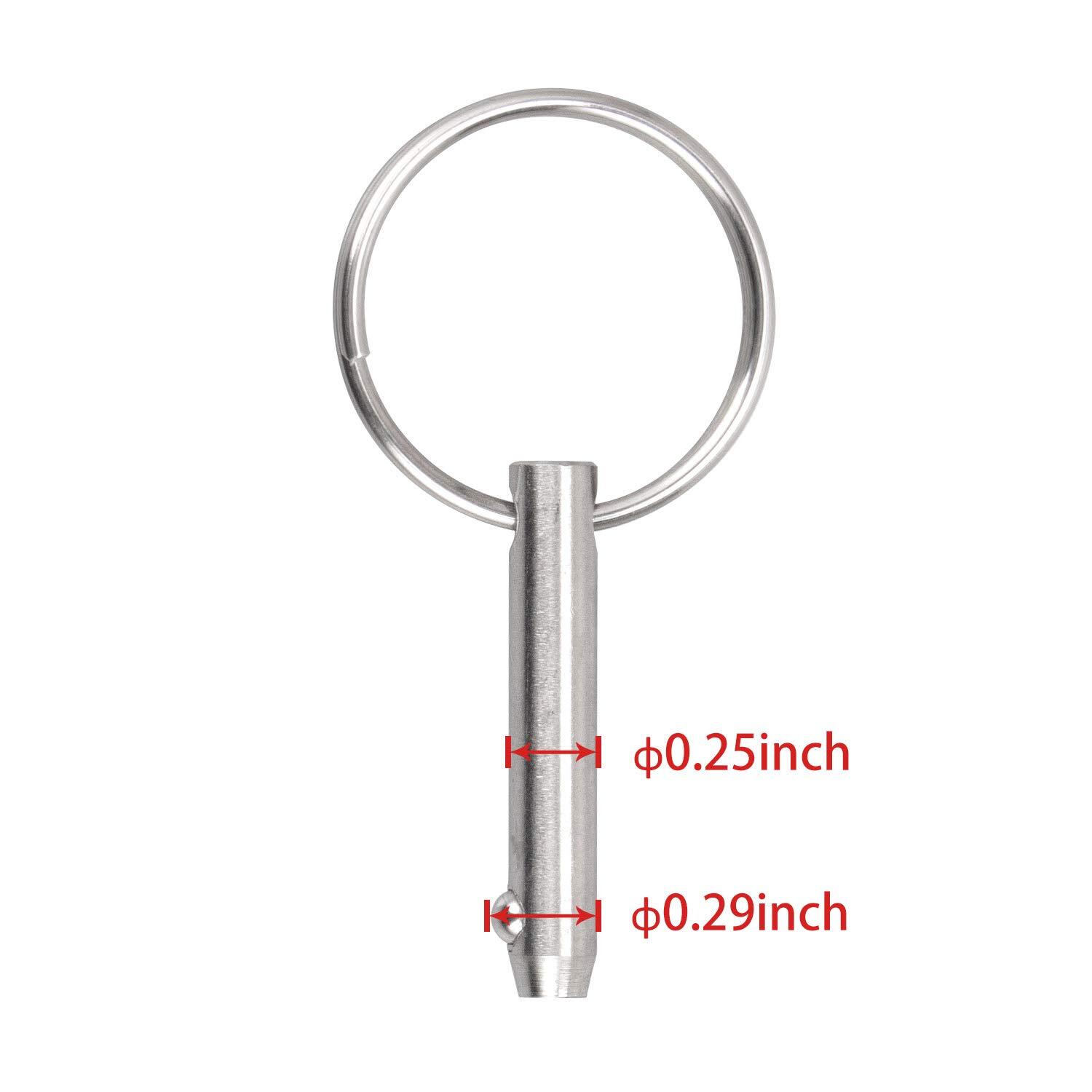 Quick Release Pin Bimini Top 0.25″x2″ 1.5″ Effective 316 Stainless Steel 4pc