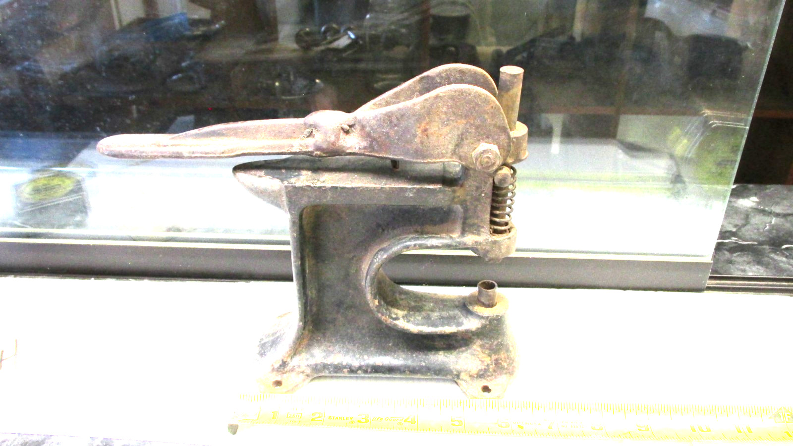 Old Odd Rivet Punch Press Tool W/ Anvil Leather Lot H