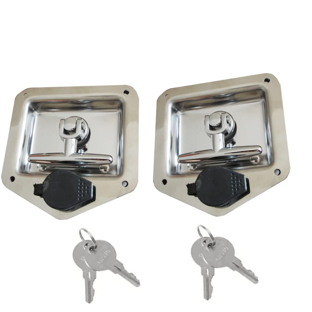 2Pcs T Handle Latch Rv Truck Door Tool Box Lock with Keys Gasket Stainless St…