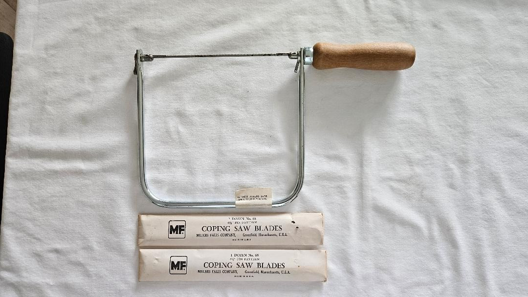 Vintage STANLEY Coping Saw – # 15-106, Plus 2 Packs Vintage Millers Falls Blades