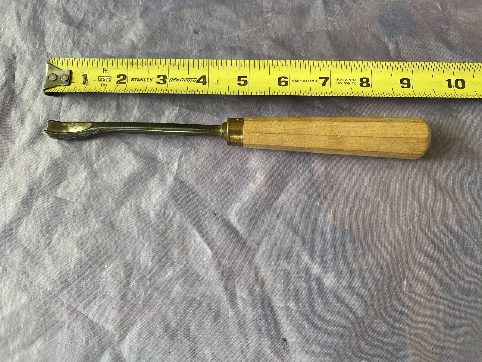 VINTAGE FRONT BENT CARVING GOUGE NO 32 W A HANDLE MARKED CRAFTOOL-EXCEL COND