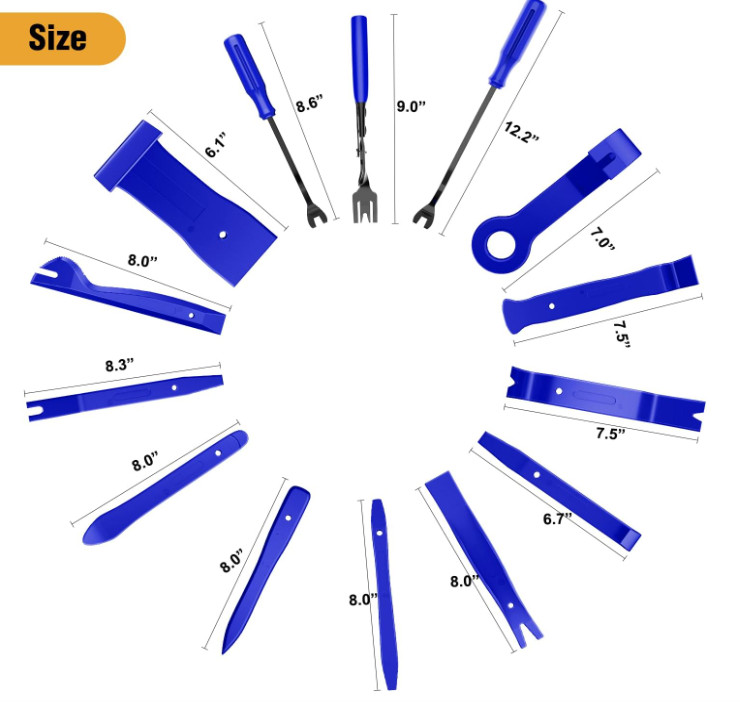Kit 330 Piezas Herramientas Desmontaje Auto Clips Paneles y Molduras Azul, ideal