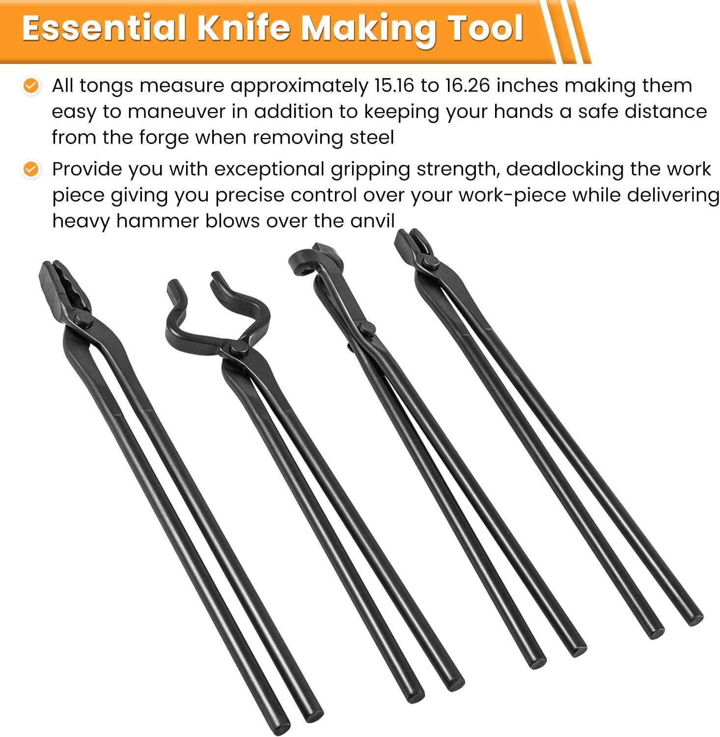4 Tongs Tool Blacksmith Tongs Set Knife Making Forge Tongs for Bladesmithing