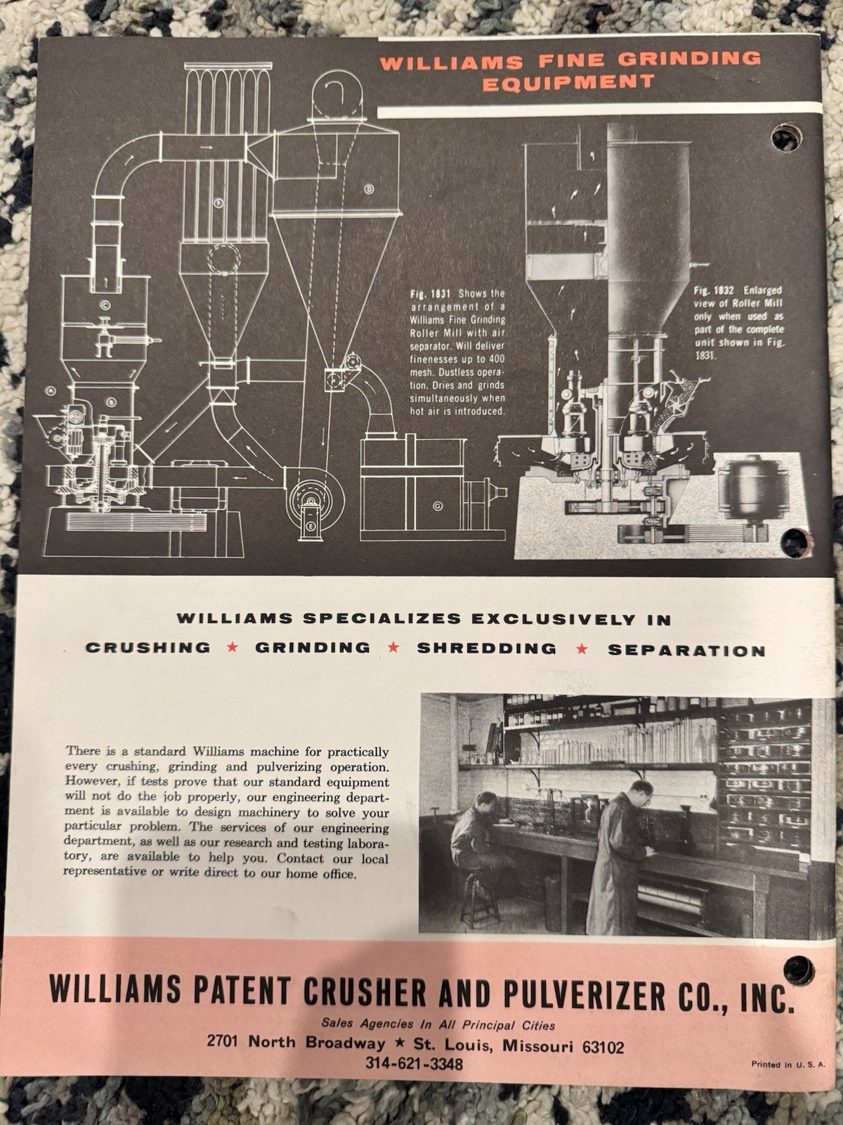 Vintage Williams Patent Crusher Big Hammer Mills Bulletin 762 Catalog Mining