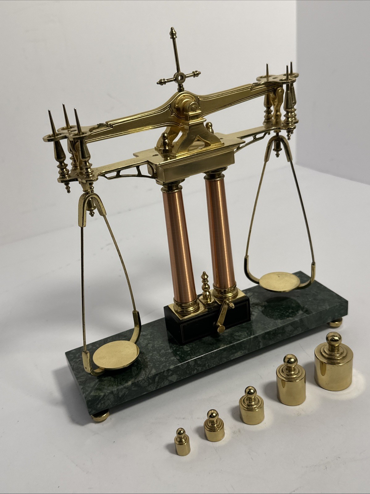 Franklin Mint 150th Anniversary California Gold Rush Brass Balance Scale Weights