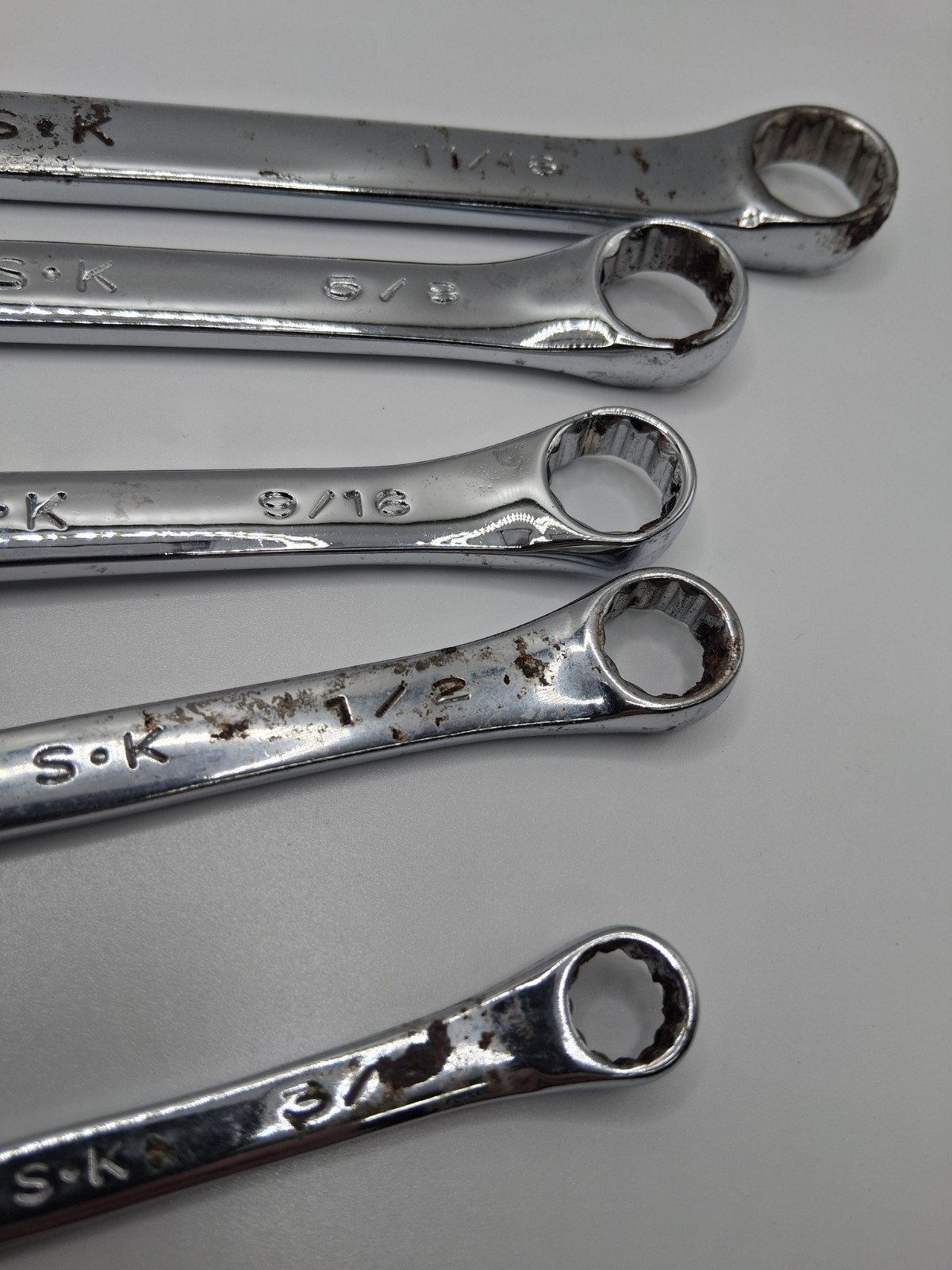 S-K Tools USA made Combination Wrenches SAE Lot Of 5 Needs Some Help