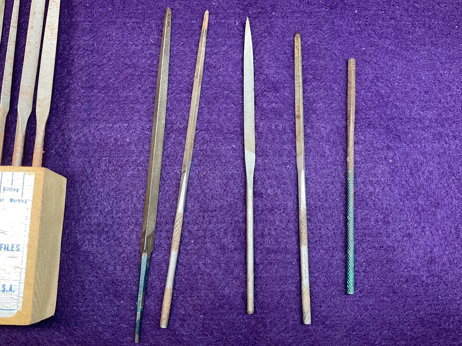 9 Used partial set Heller Brothers Needle Files Set 6 1/4 Plus 5 more Swiss USA