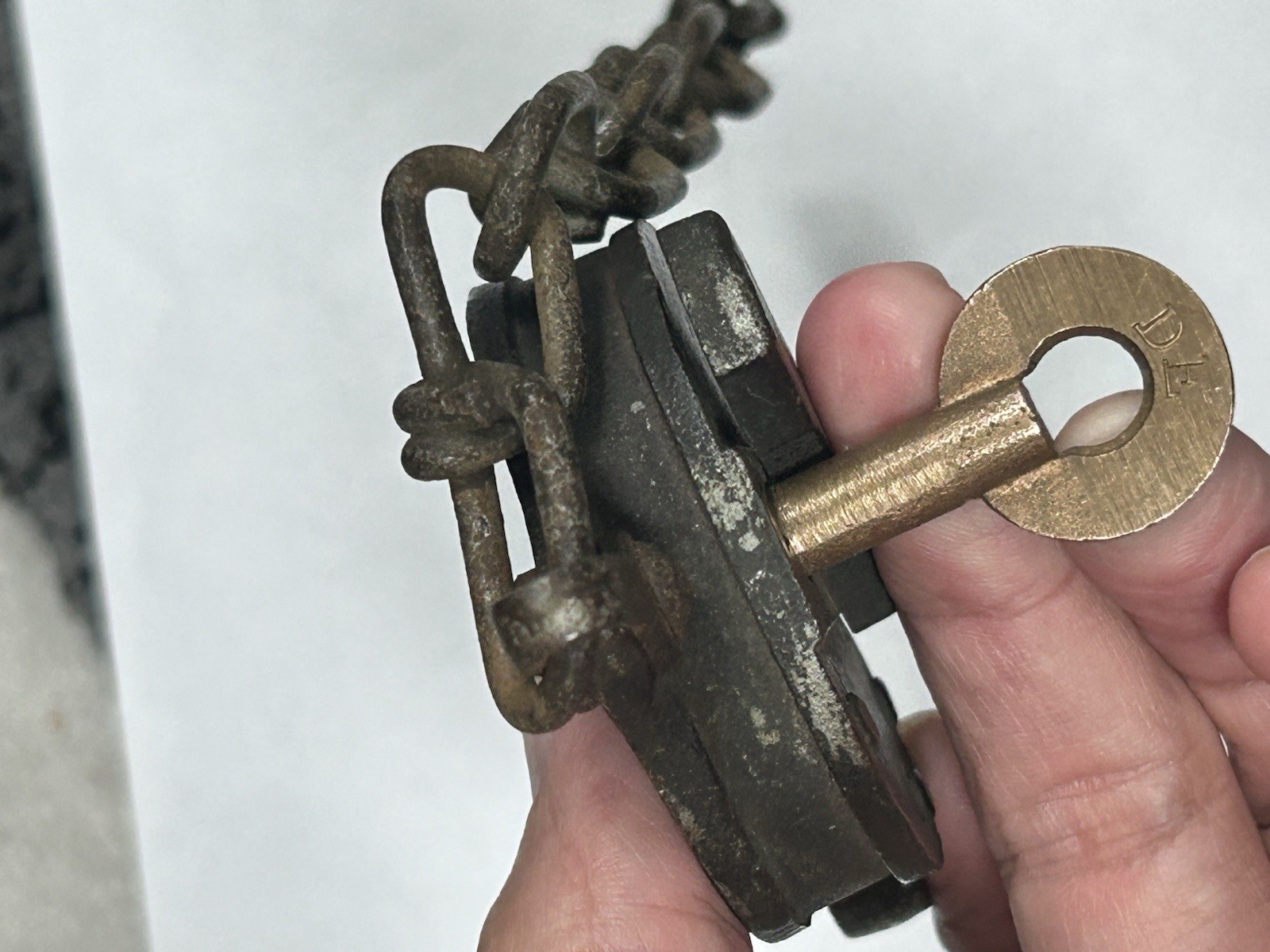 Vintage Padlock SLAYMAKER Heart Shape With Key Marked DE / Lock Stamped 1948 BS