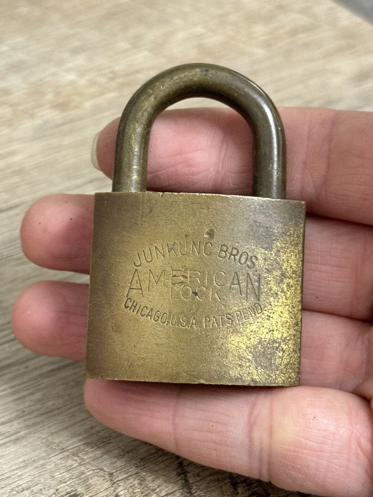 Vintage Old Junkunc Bros U.S. Padlock Lock No Key