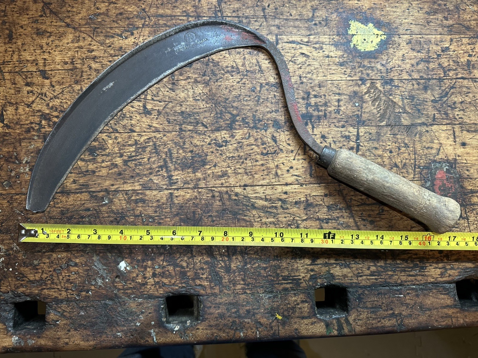 Vintage Sickle Hand Made in Austria Stamp with Swan Logo Harvest & Weed Cutting