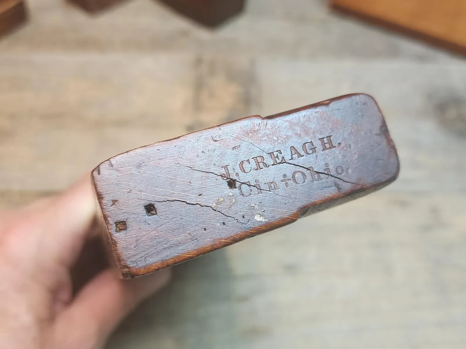 Vintage J. Creagh Straight Wood Molding Plane Woodworking Tool 0425-001