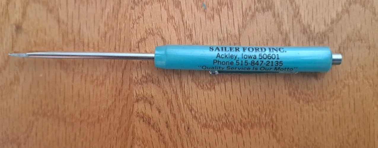 Sailer Ford Inc Screwdriver Ackley IA Small Readytool Flathead Vintage