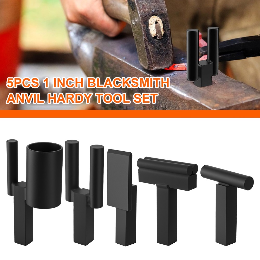 5 Piece 1 inch Blacksmith Anvil Hardy Hole Tools Set Blacksmithing Forge Forging