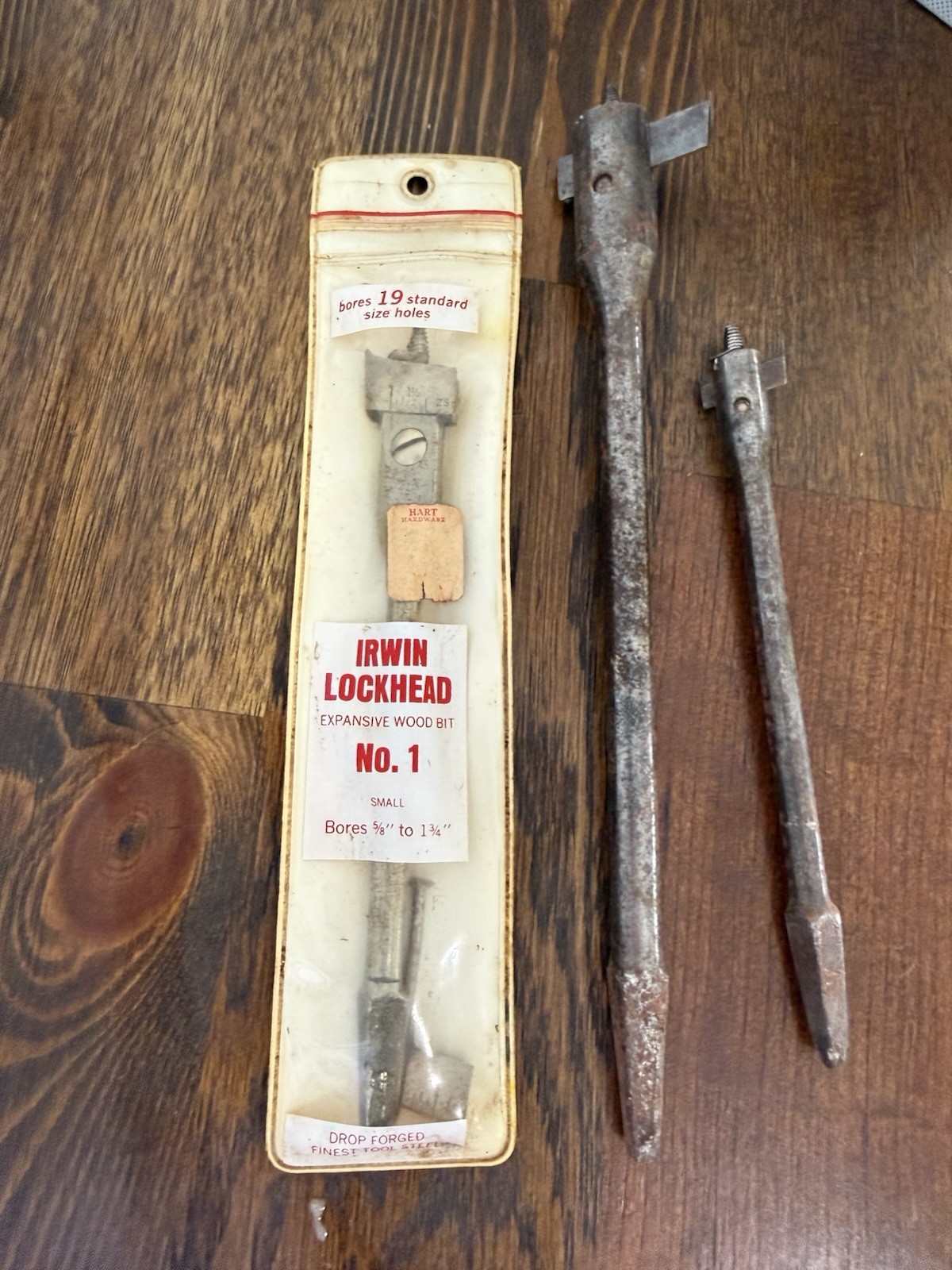 Vintage Irwin No.1 Small Expansive Wood Bit Bores 5/8” to 1-3/4”USA + 2 More