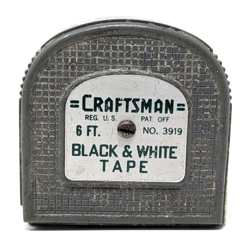 Vtg CRAFTSMAN BLACK & WHITE TAPE Measure 6 ft. | No. 3919 Green on Silver | READ
