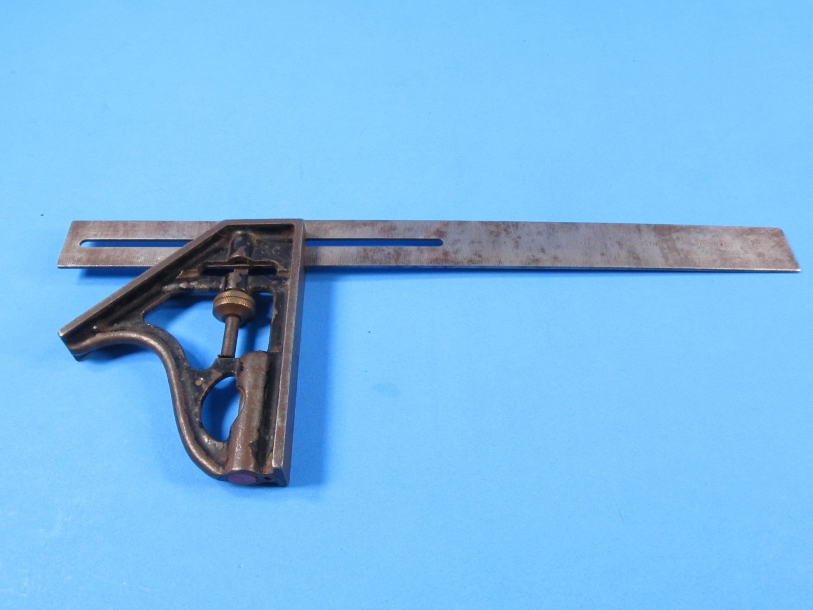 AS-IS lot 7 Stanley No 21 combination try miter squares 6″ 9″ 12″ & one 4 square