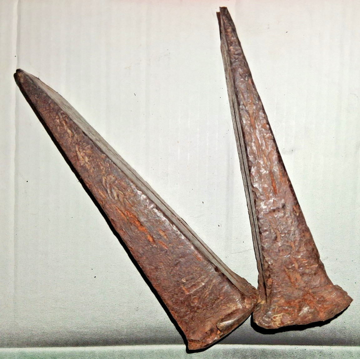 Vintage steel wood splitting wedges 7 1/2″ X 2″ & 7″ X 2 1/4″