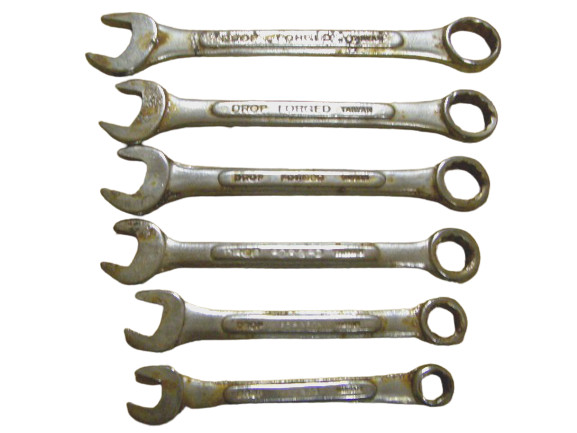 DROP FORGED VINTAGE LOT of SIX (6) COMBINATION DUAL WRENCHES – USED – VG COND.