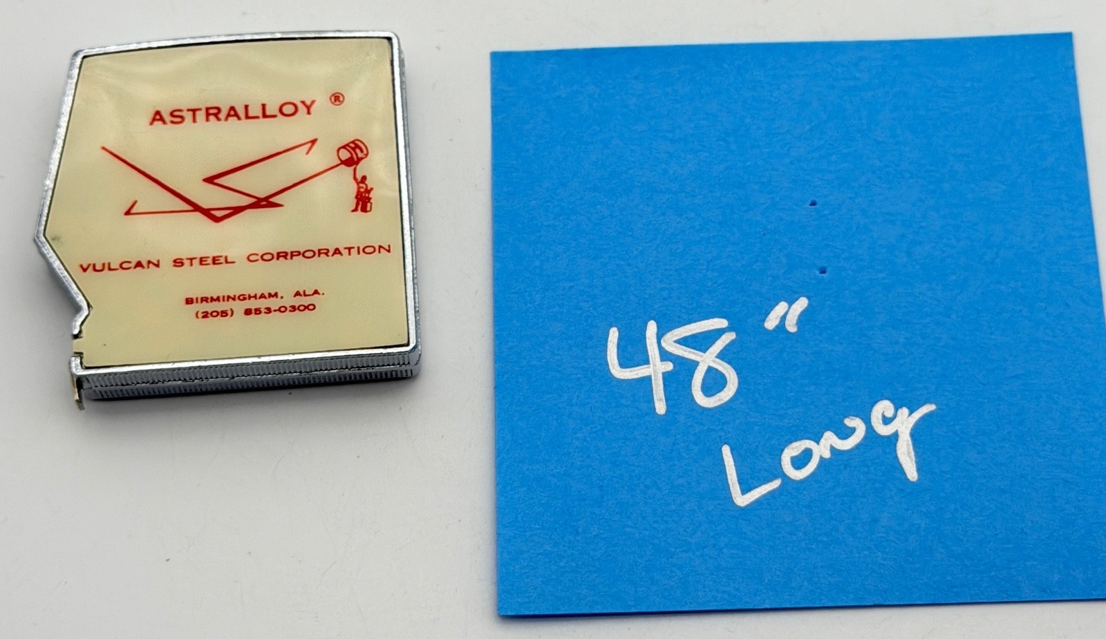 Vintage Lufkin Advertising Tape Measure in Box “Astralloy Vulcan Steel Corp”