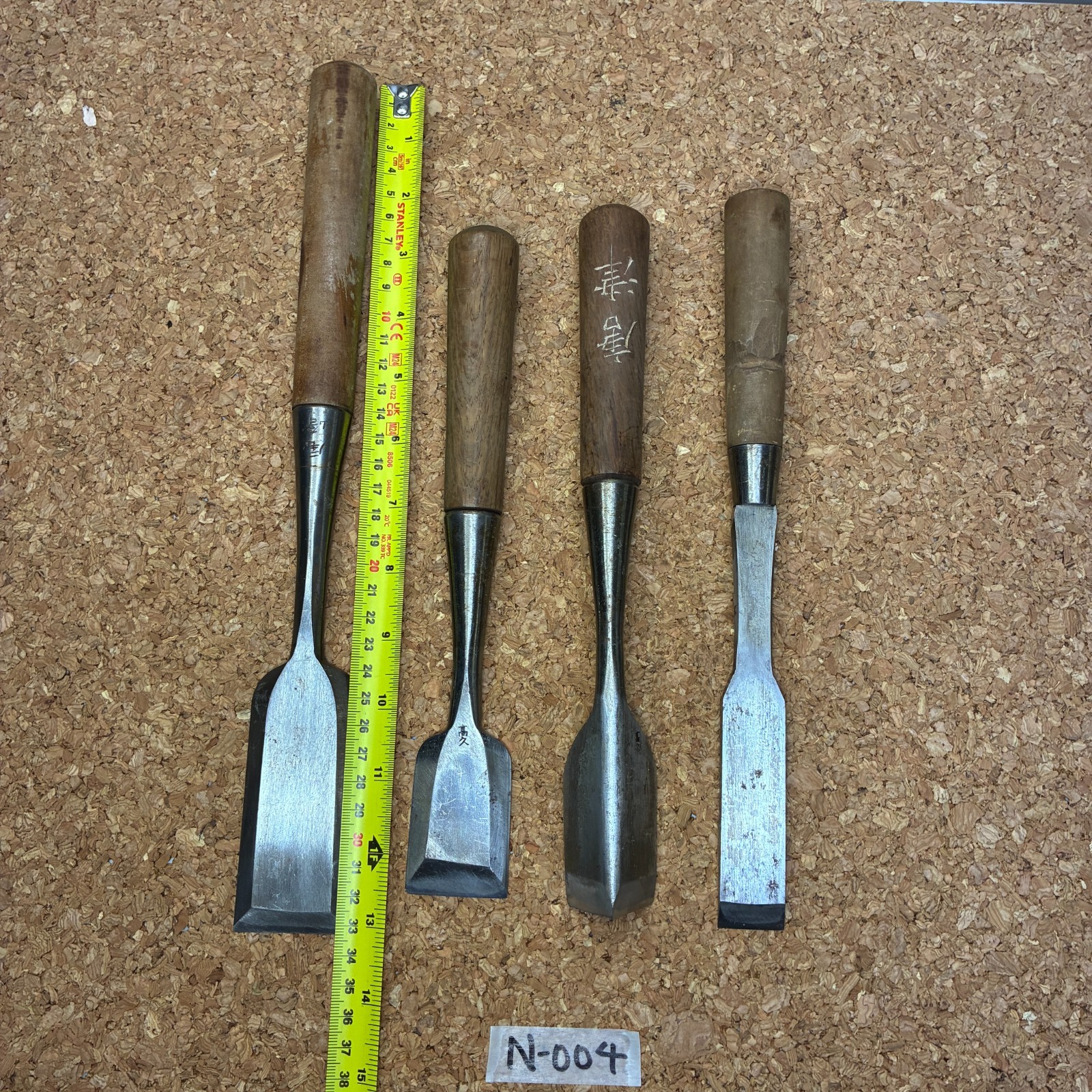 Japanese NOMI Chisel #N-004 , Set of 4,Carpenter Hand Tools Sculpture JAPAN,