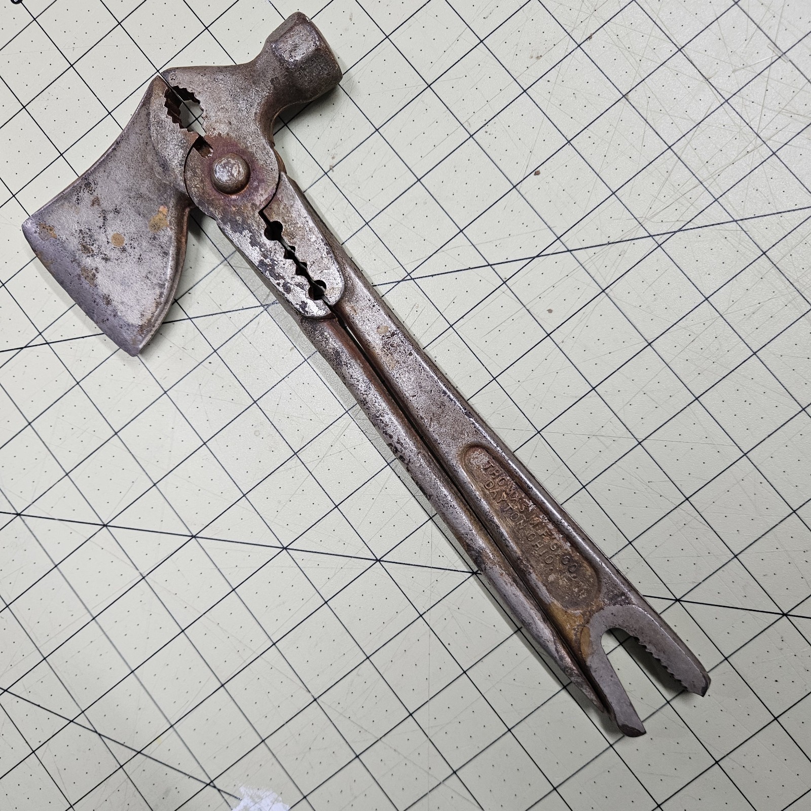 Antique Farmers Fence Multi Tool Wrench Hammer Hatchet Screwdriver 1900s Steel