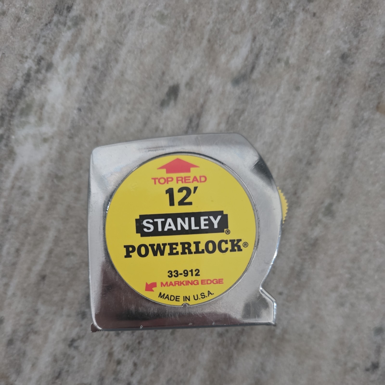 Vintage Stanley 33-912 Top Read 12 ft Powerlock Tape Measure USA Belt Clip #1
