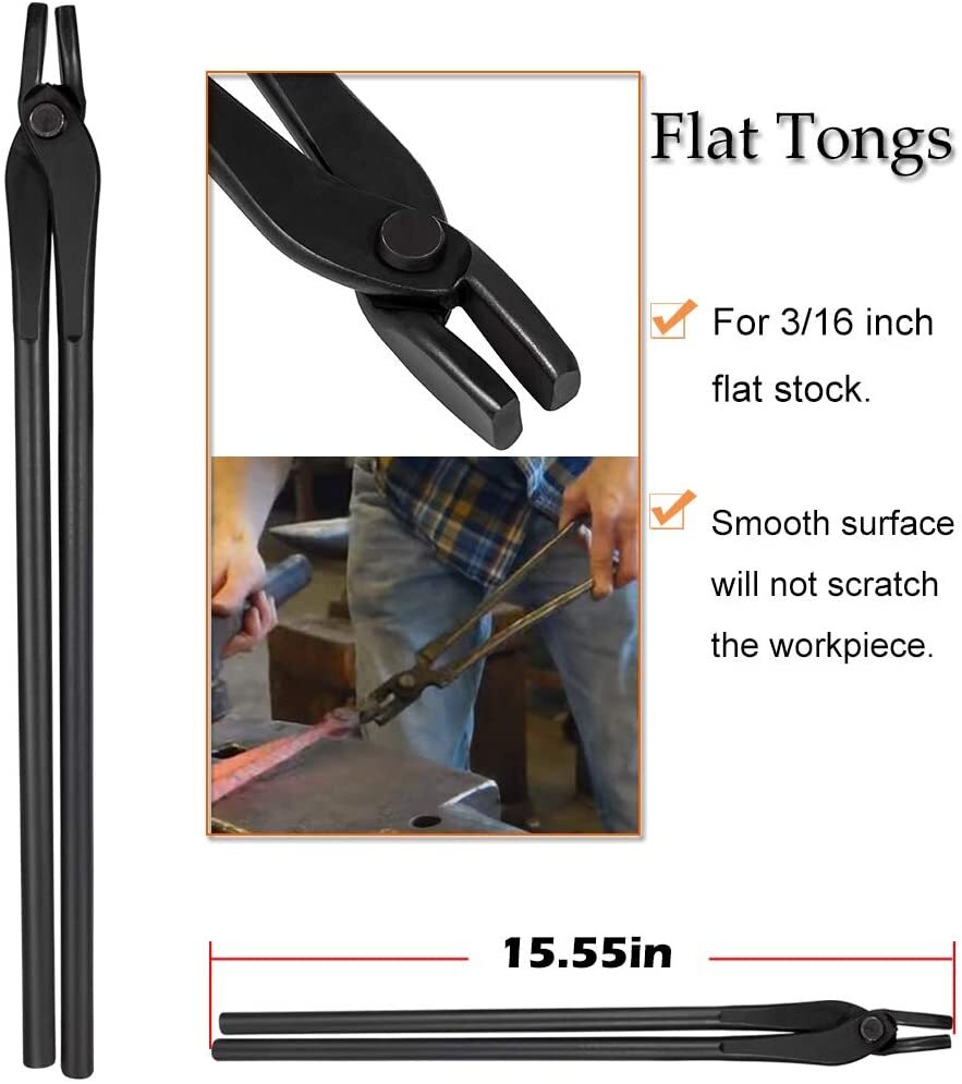 Blacksmith Tongs Tools Set Flat Tongs & Square Jaw Tongs, Bolt Tongs,Blade Tongs