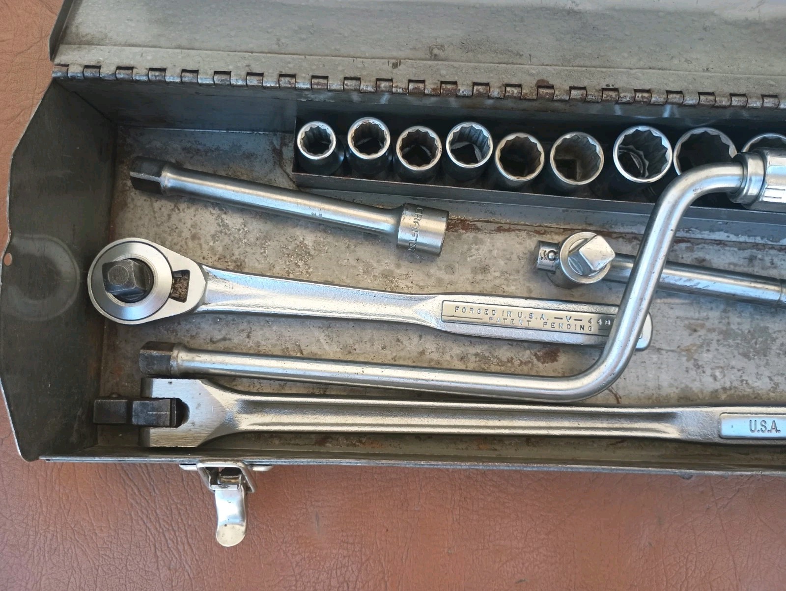 Vintage Craftsman USA 1/2″ Drive 19pc 12 point Ratchet Socket Set With Metal Box
