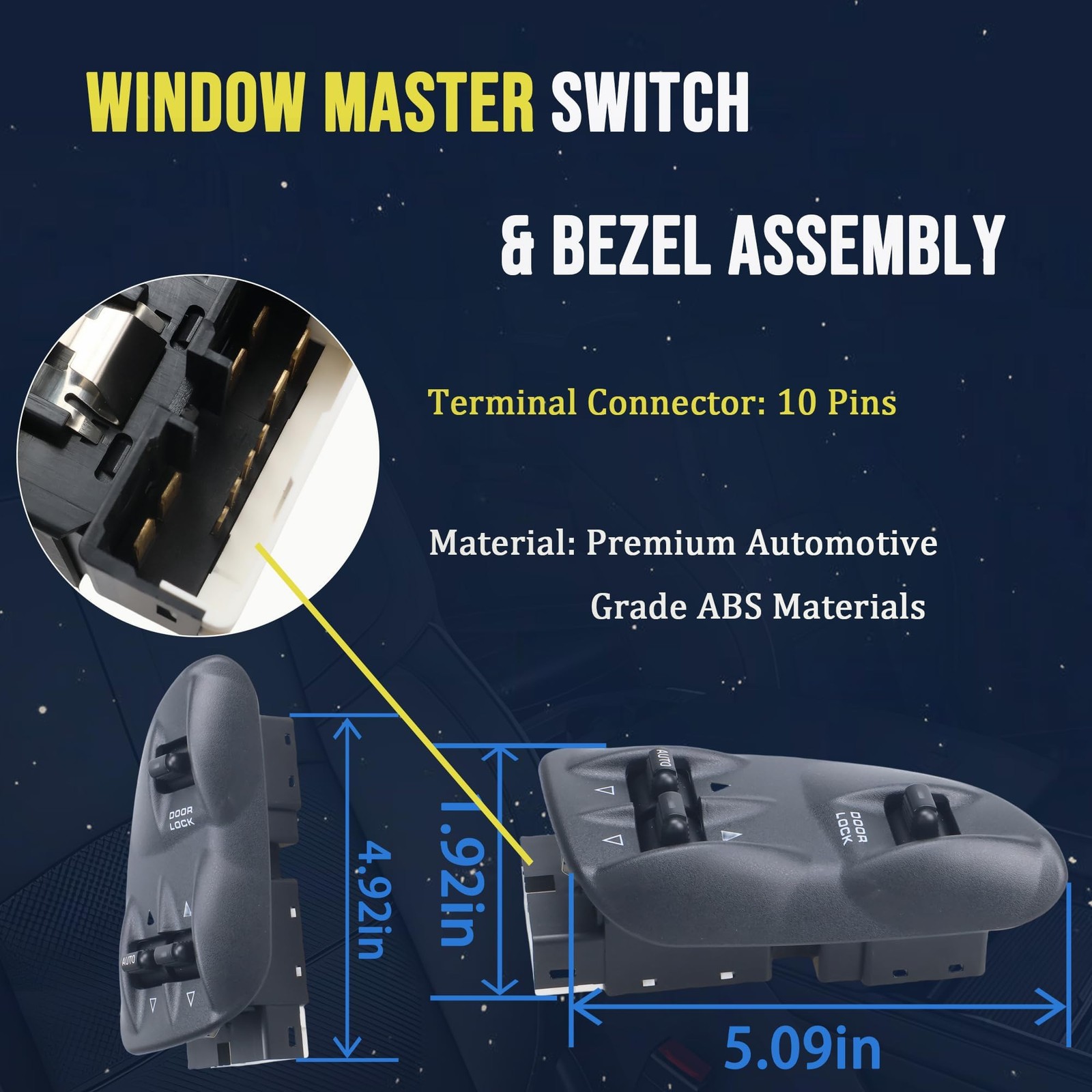 56021912AB Master Power Window Switch & Bezel Assembly Compatible with Dodge …
