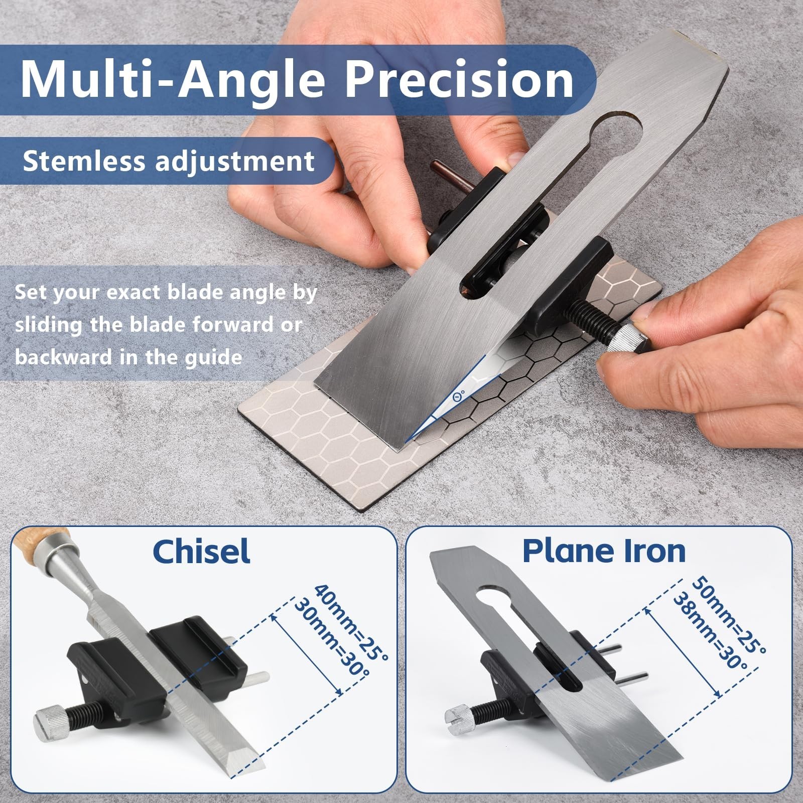 Chisel Sharpening Jig with Honing Guide & 5 Diamond Sharpening Stones | Adjus…