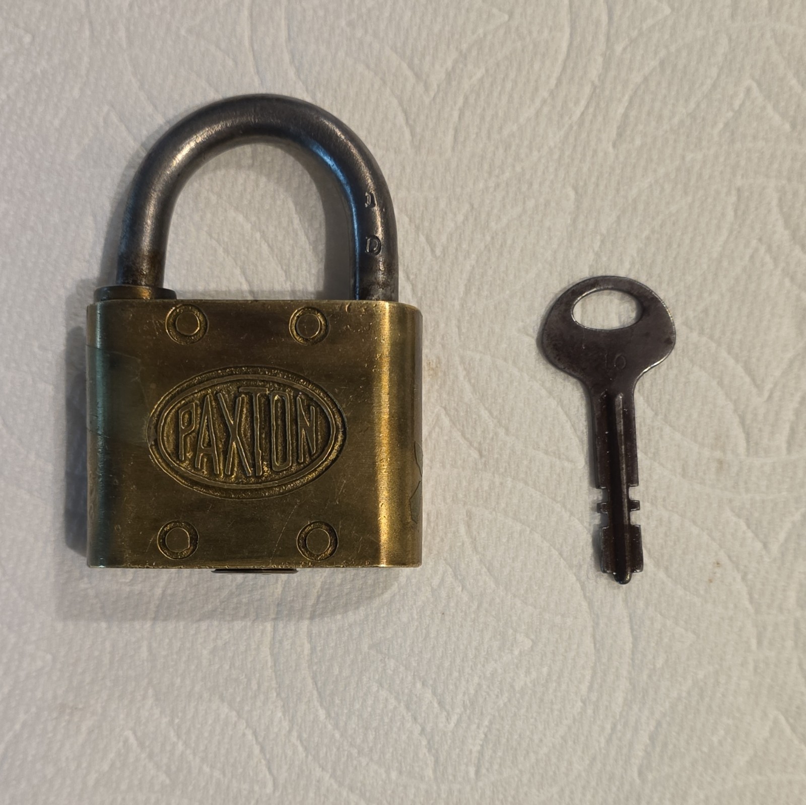 Vintage Paxton O’Hara Brass Padlock w/ Key Keyed Padlock Lock