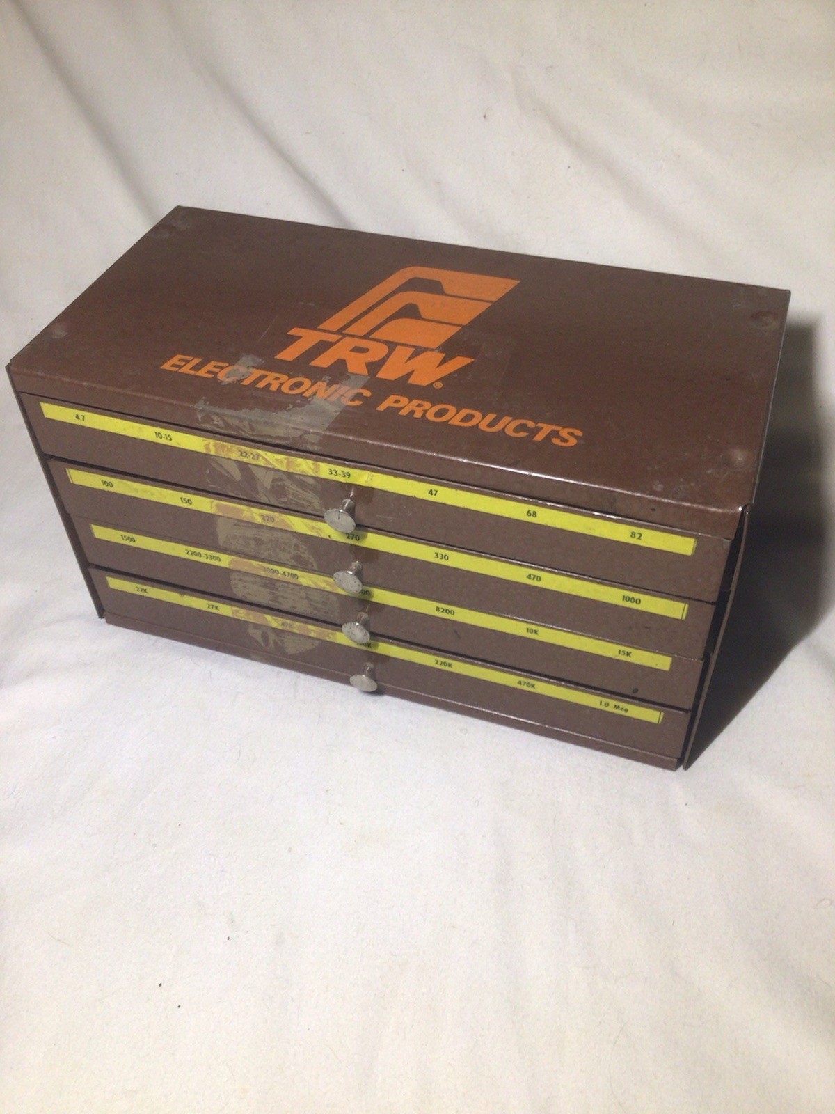Vintage TRW Electronic Products 4-drawer Metal Cabinet Storage Box for resistors