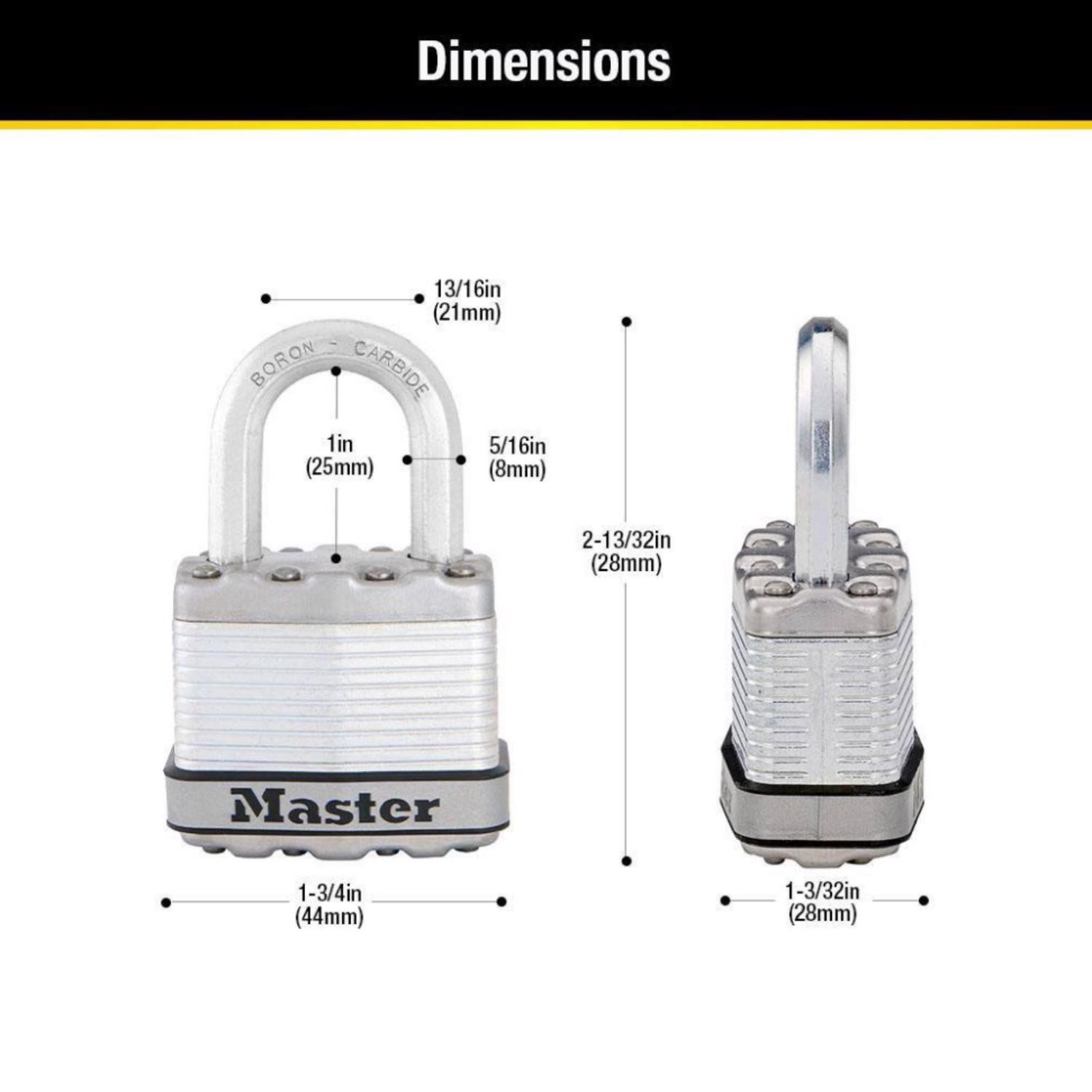 Master Lock M1XKADCCSEN Magnum Dual-Armor Laminated Padlock 1-3/4 in.