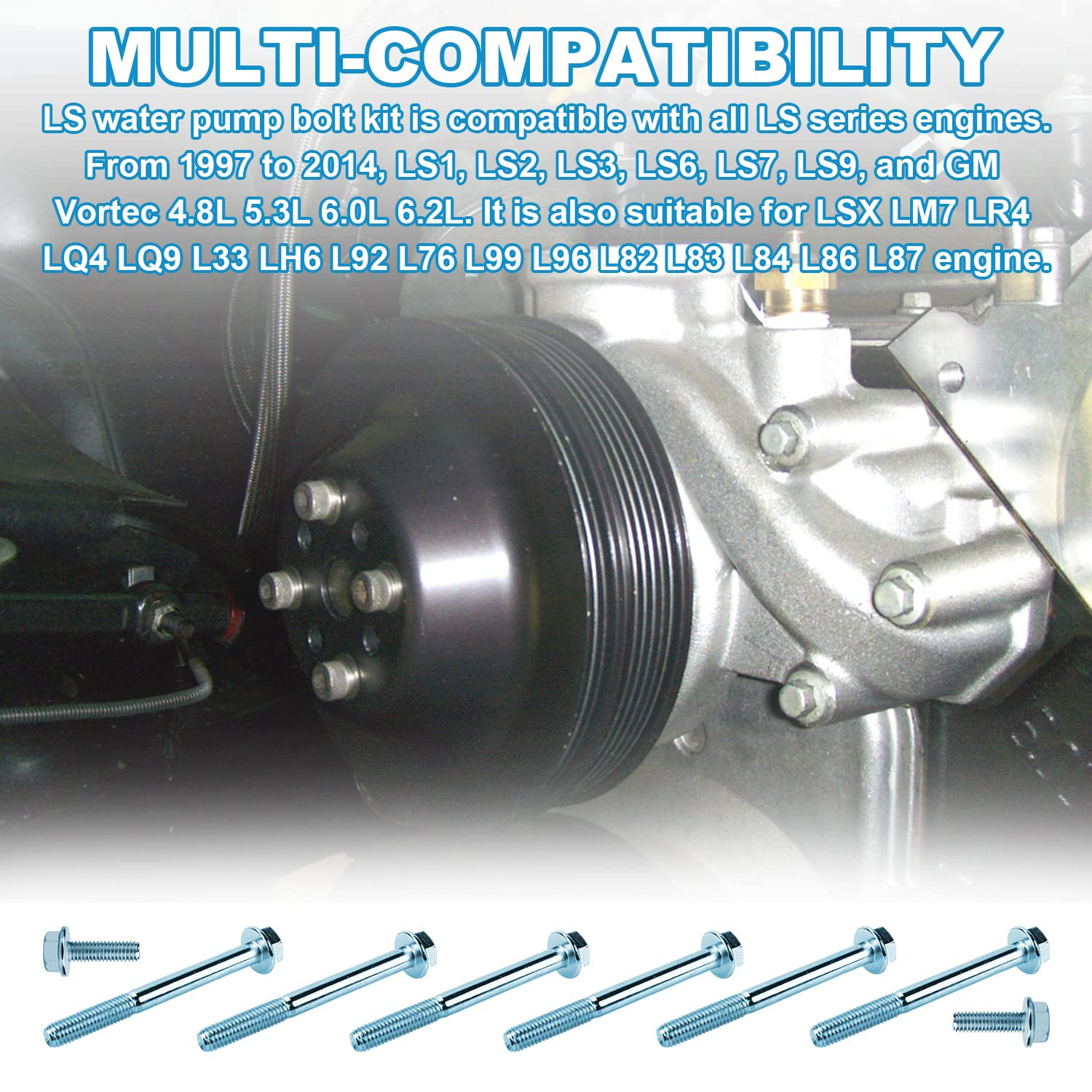 LS Water Pump Bolt Kit Thermostat Bolt Kit Fits for All GM Chevrolet 1997-2014