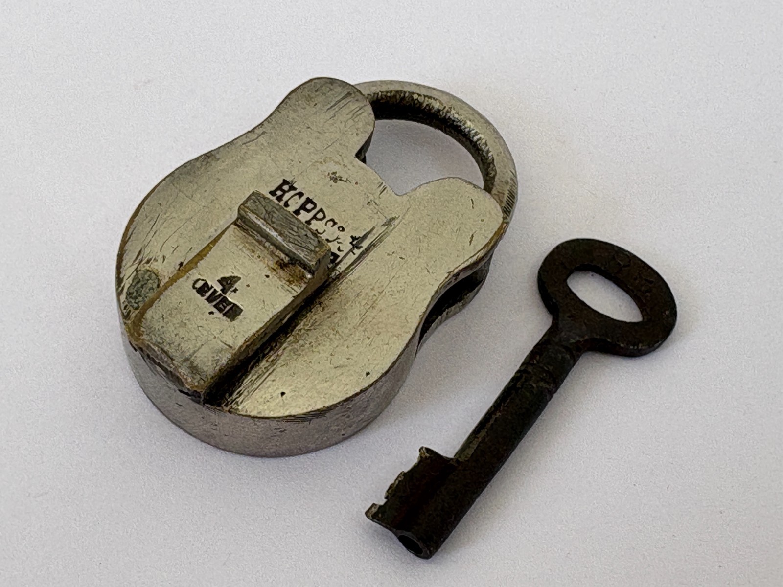 Vintage Brass Padlock with Key Vintage Indian Handmade Collectible Hoppes&Co