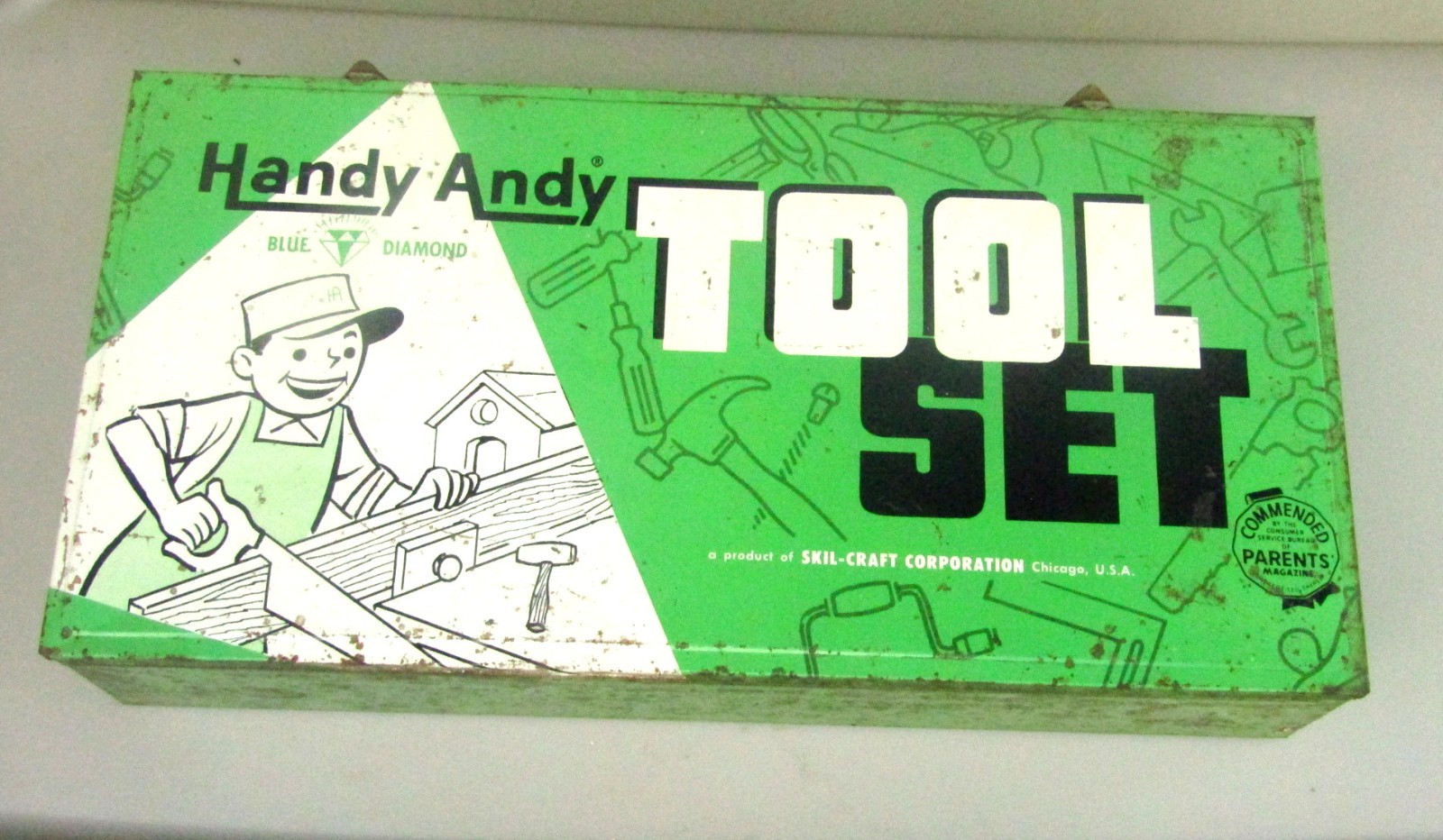 Vintage Handy Andy Blue Diamond Tool Set Empty Box Only Metal