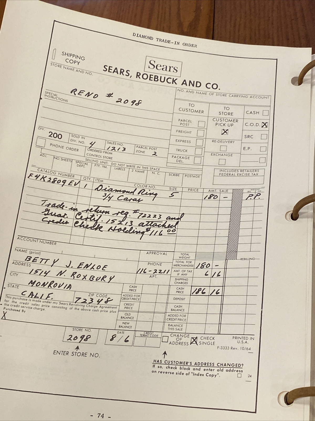 Vtg 1965 Sears Roebuck Retail Catalog Sales Manual Customer Orders Instructions