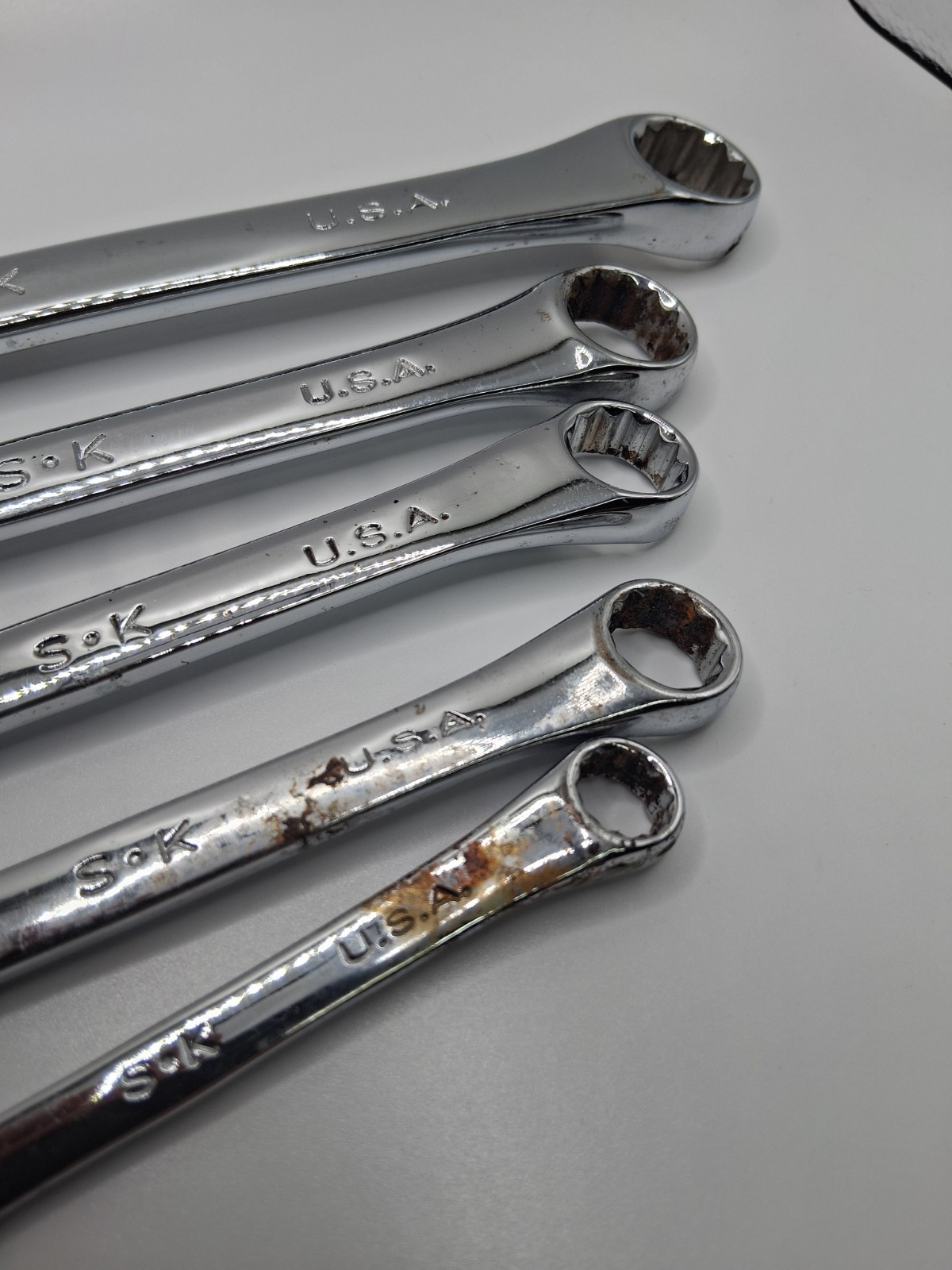 S-K Tools USA made Combination Wrenches SAE Lot Of 5 Needs Some Help