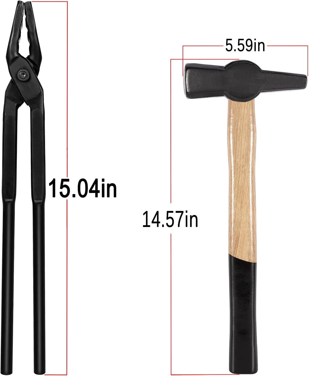 Knife Making Tong+Hammer Set Blacksmith Bladesmith 15″ Wolf Jaw Vise Forge Tool