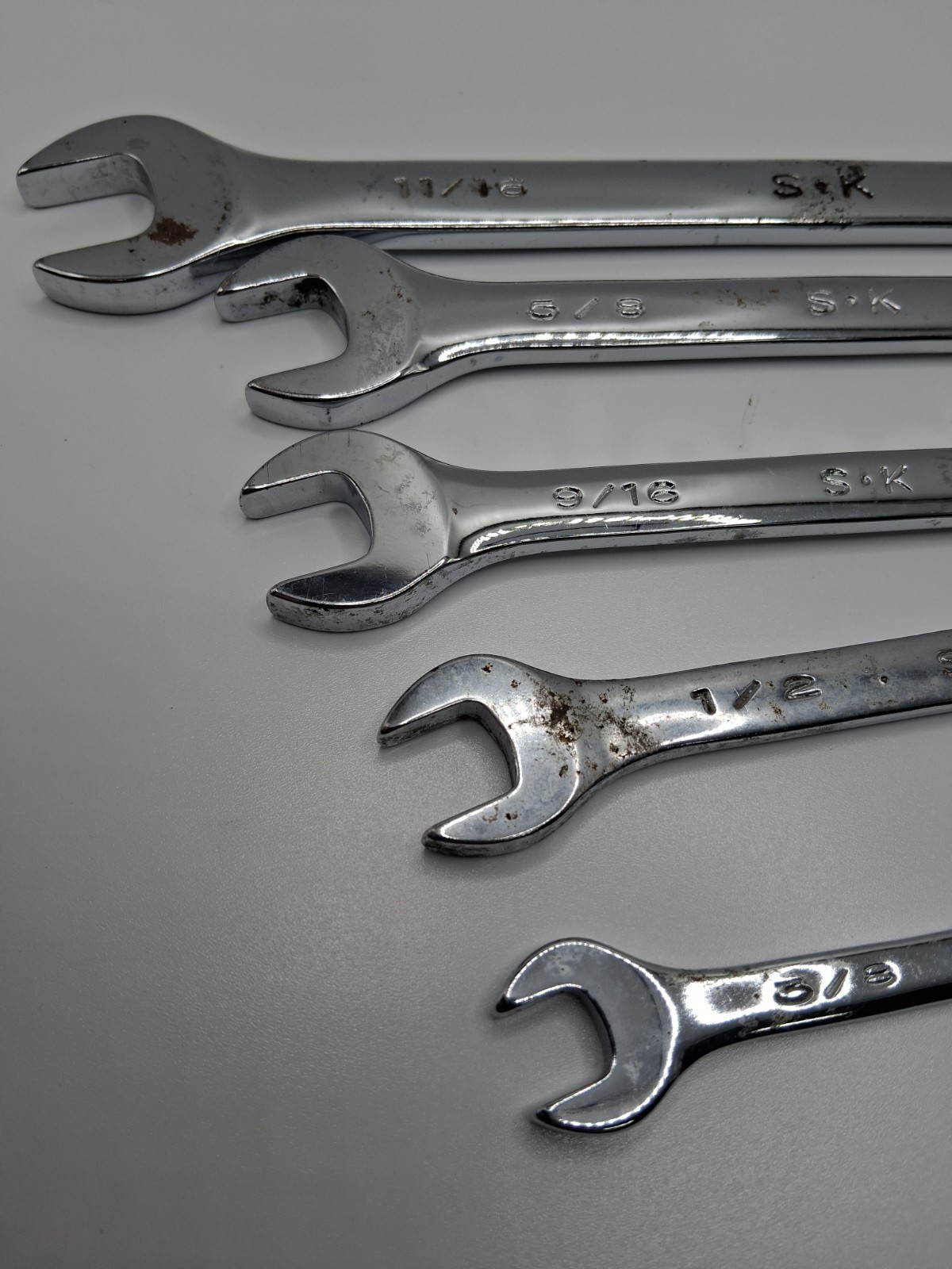 S-K Tools USA made Combination Wrenches SAE Lot Of 5 Needs Some Help