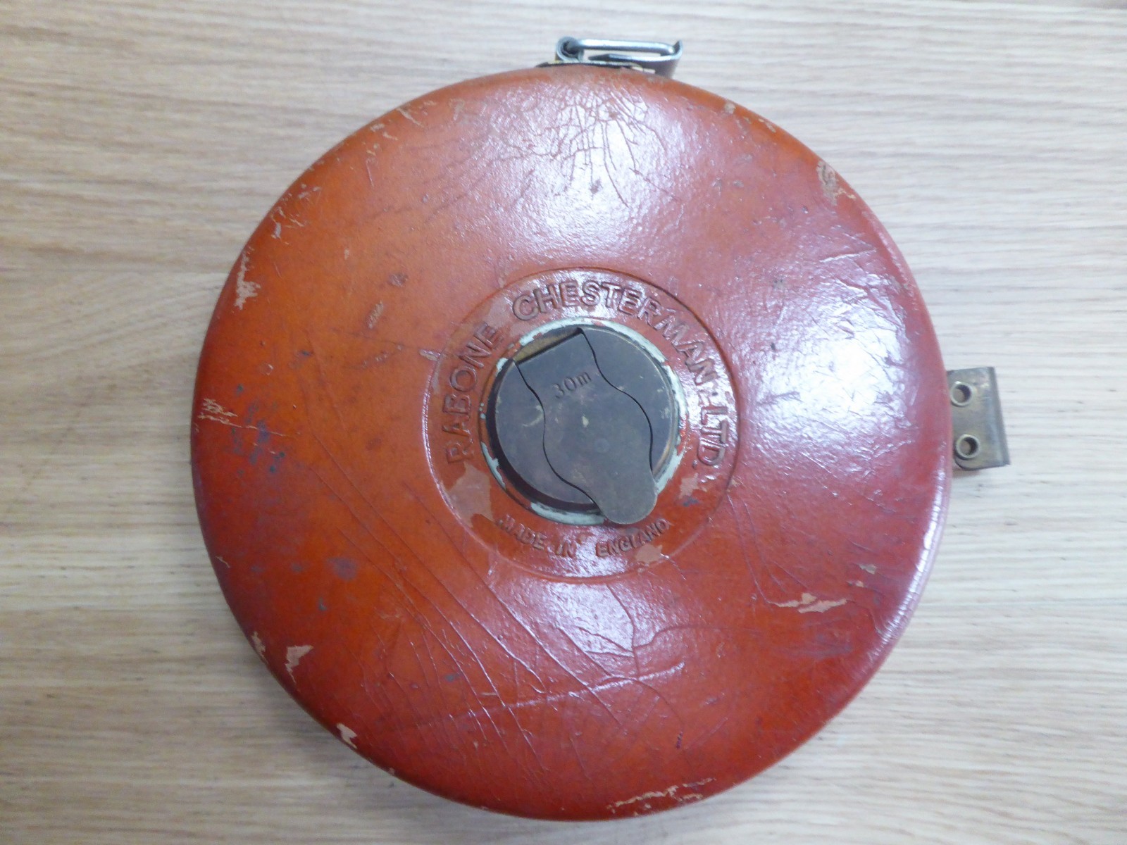 Vintage Rabone Chesterman Ltd Leather Case 30M Tape Measure With Brass Fittings