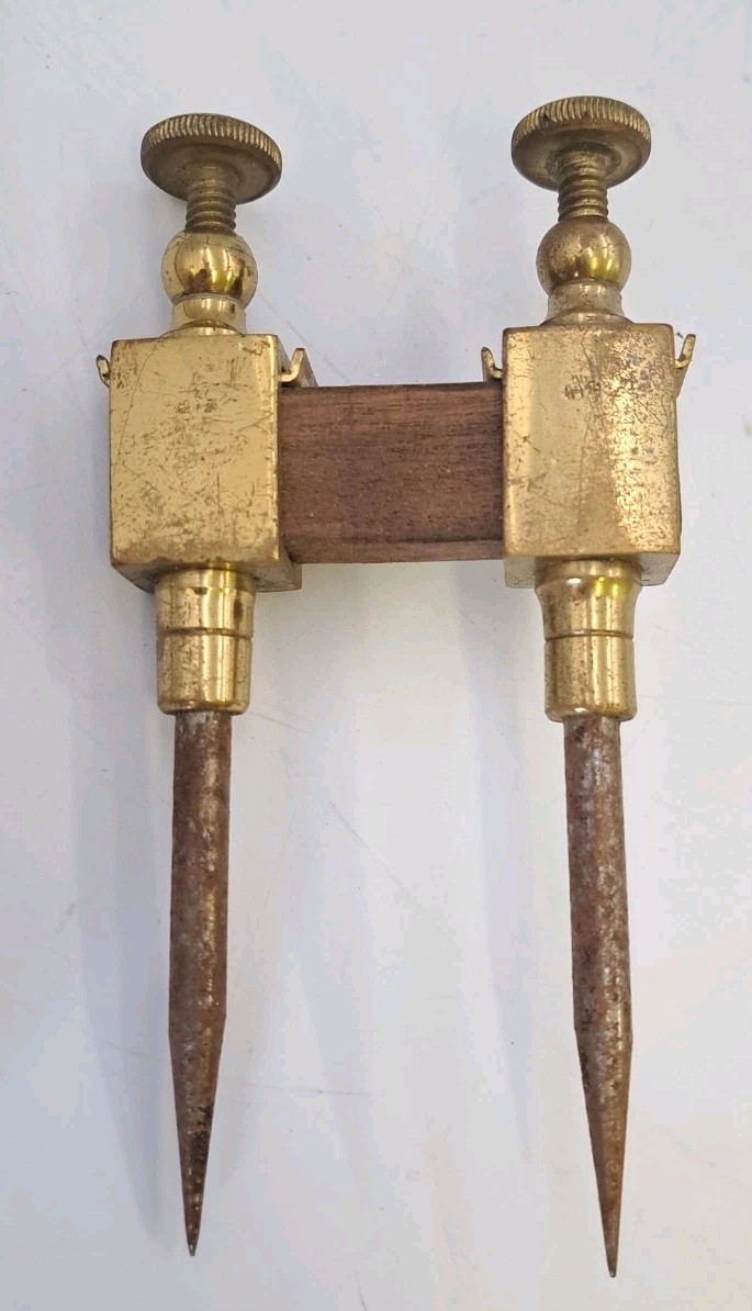 Vintage Brass 5 inch Trammel points Heads with Pencil Holder,
