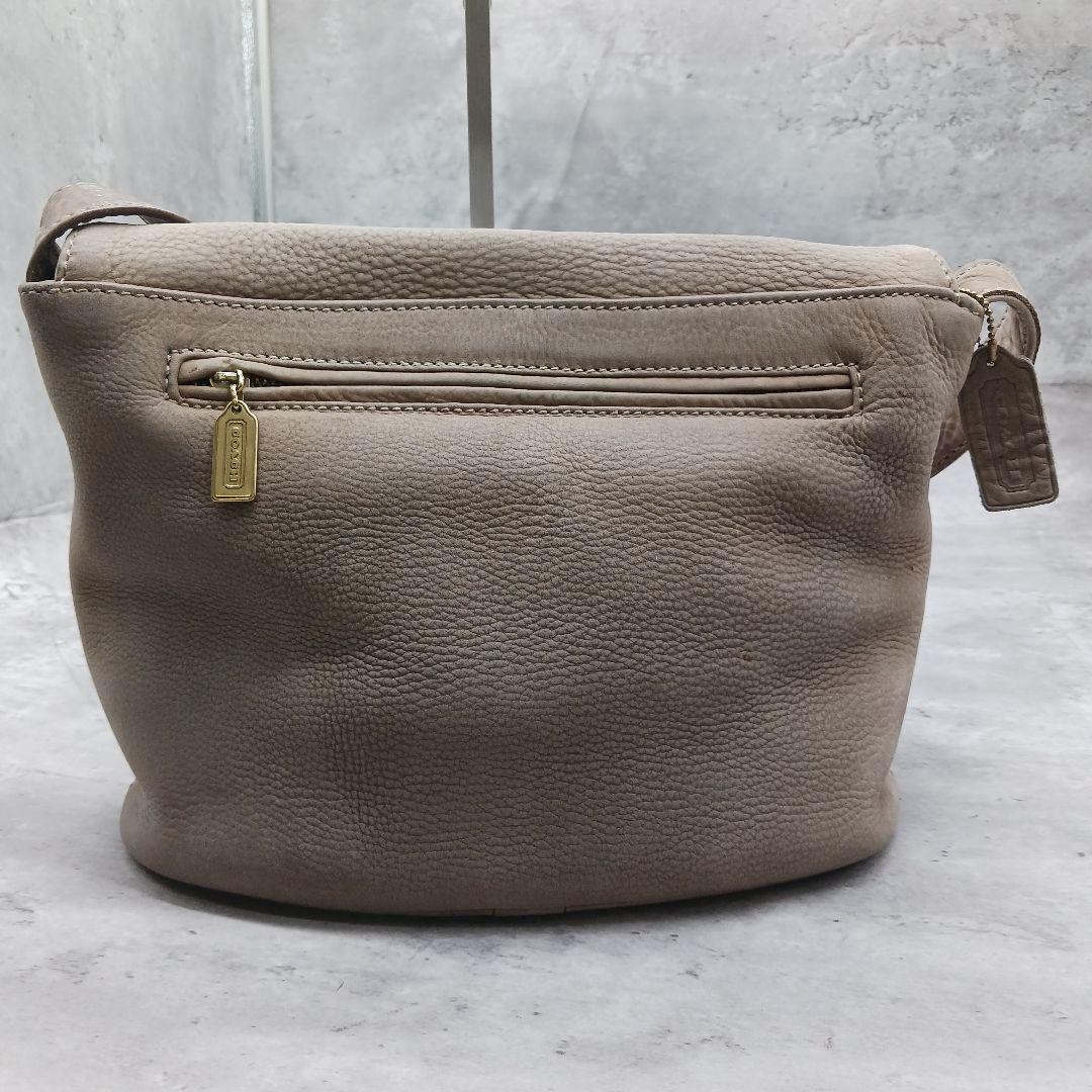 COACH Shoulder Bag 4935 Nubuck Leather 110cm Adjustable Strap Beige Used