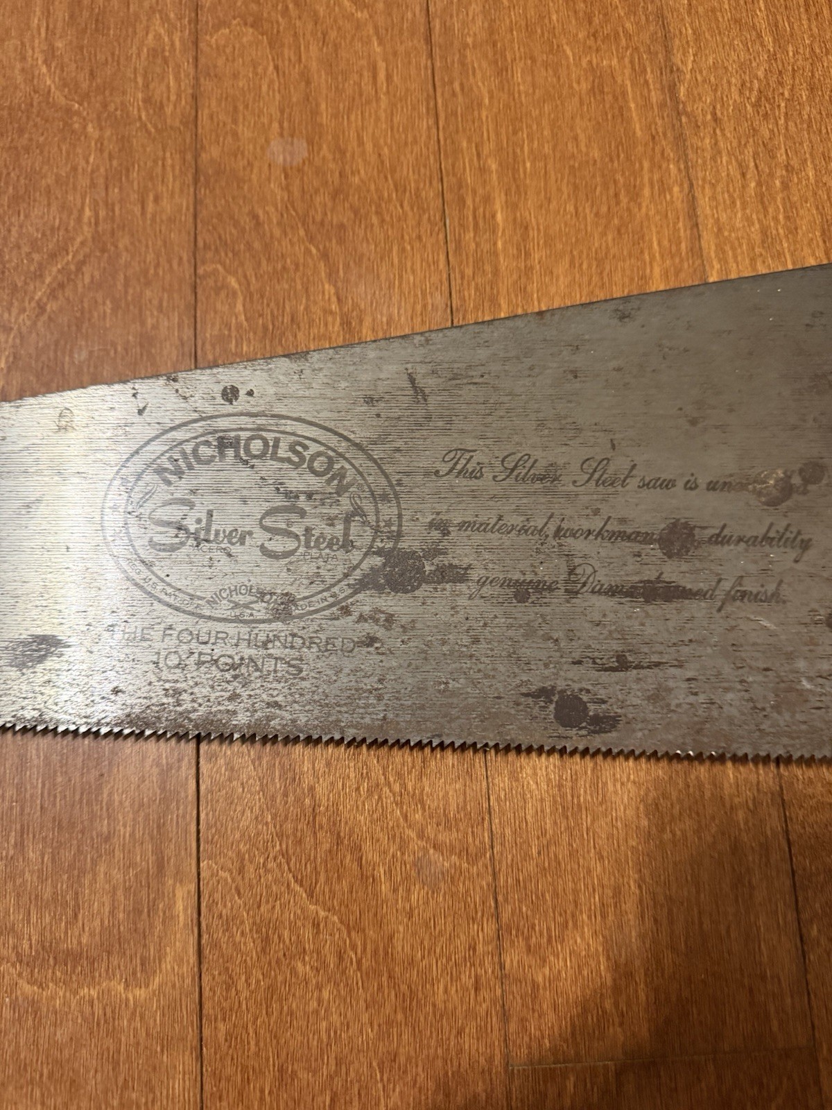 Nicholson Silver Steel Four Hundred Hand Saw 10 Points