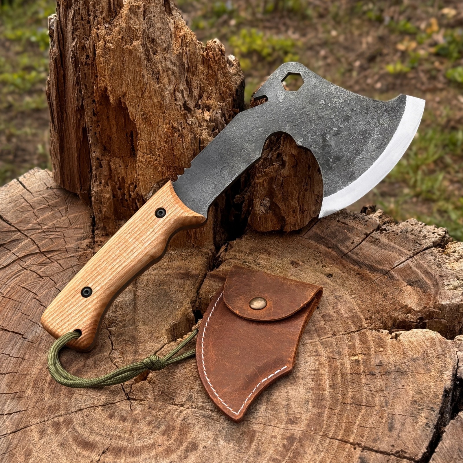 11.5” Small Camping Axe 52100 Carbon Steel Bushcraft Hatchet Splitting Tool