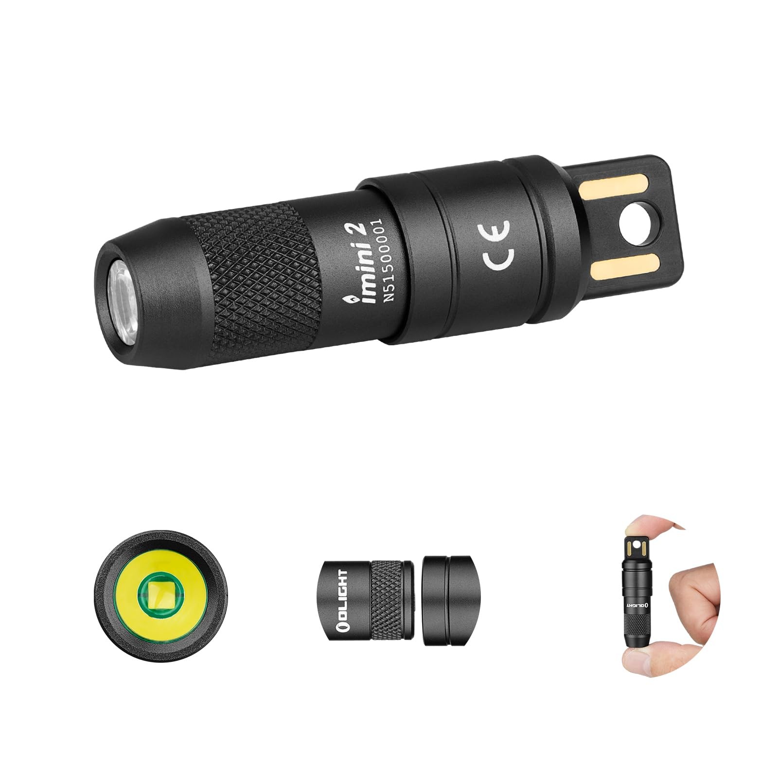 OLIGHT IMINI 2 EDC Rechargeable Keychain Flashlight, 50 Lumens 1 Pack, Black