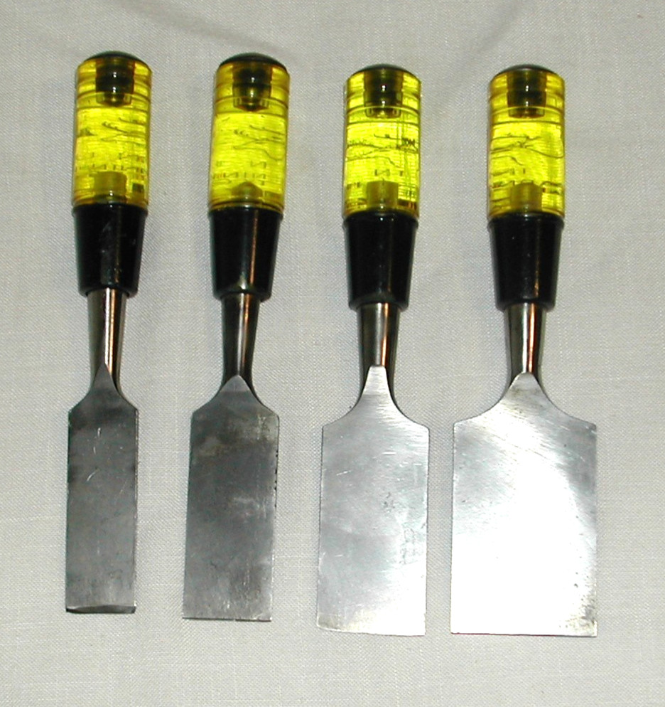 4 BUCK BROTHERS CHISELS– A 1″, 1 1/4″, 1 1/2″ and a 2″