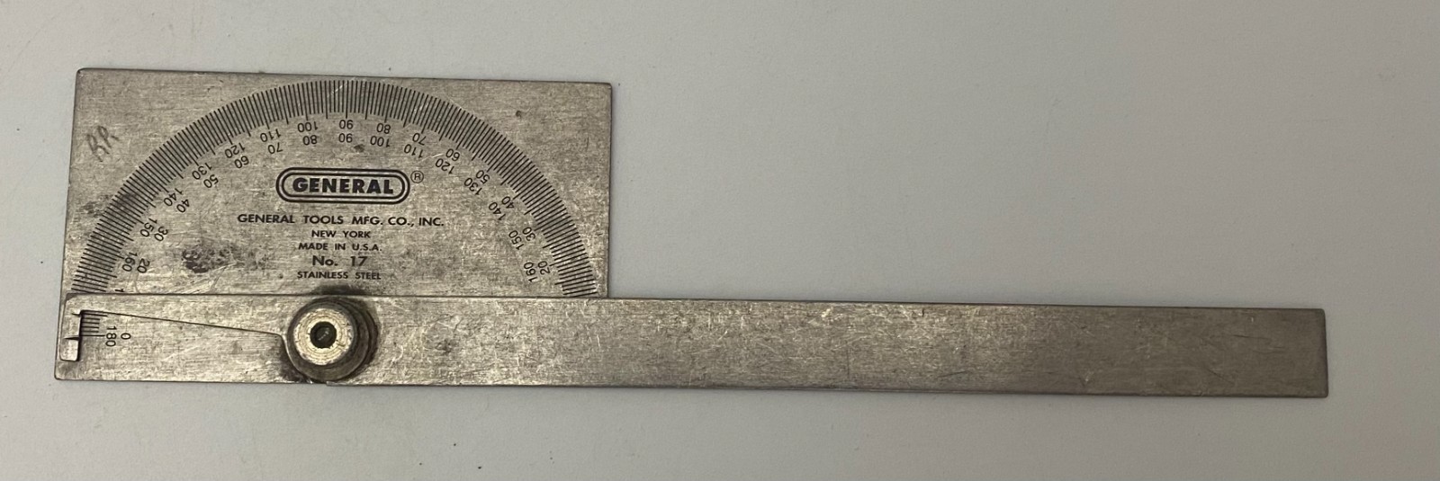 General Tools No. 17 Stainless Steel Angle Protractor Machinist USA 6″ Rule
