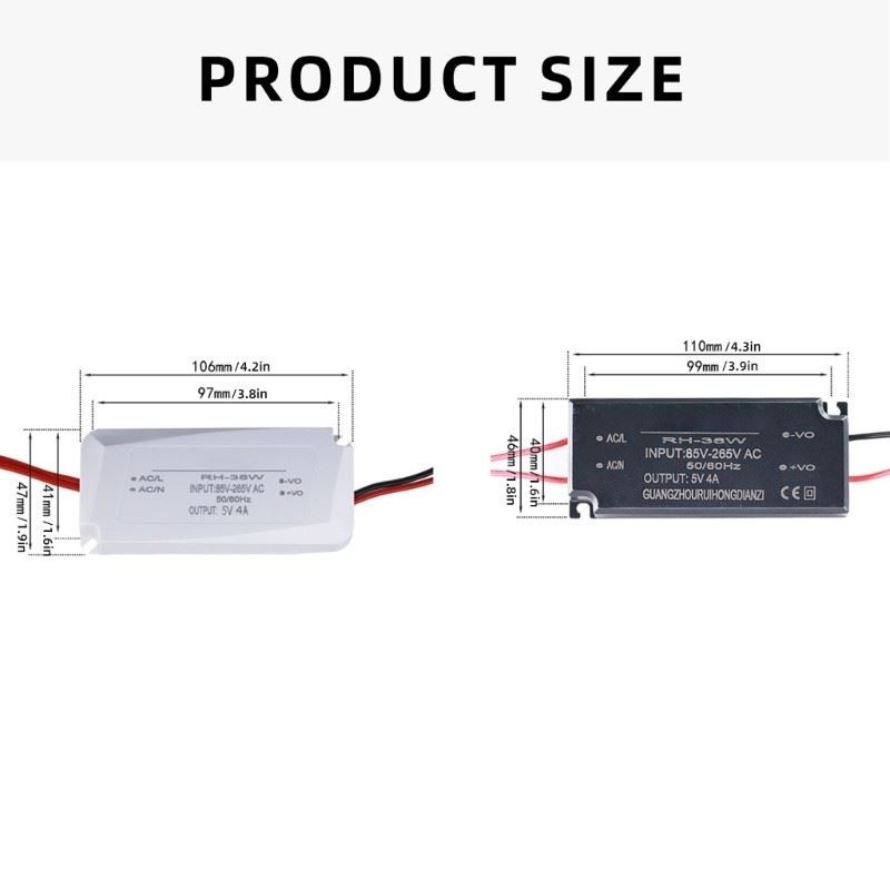 5V 4A Supply Adapters 85V-265V to 5V Adapters Driver Converters for LED Strips