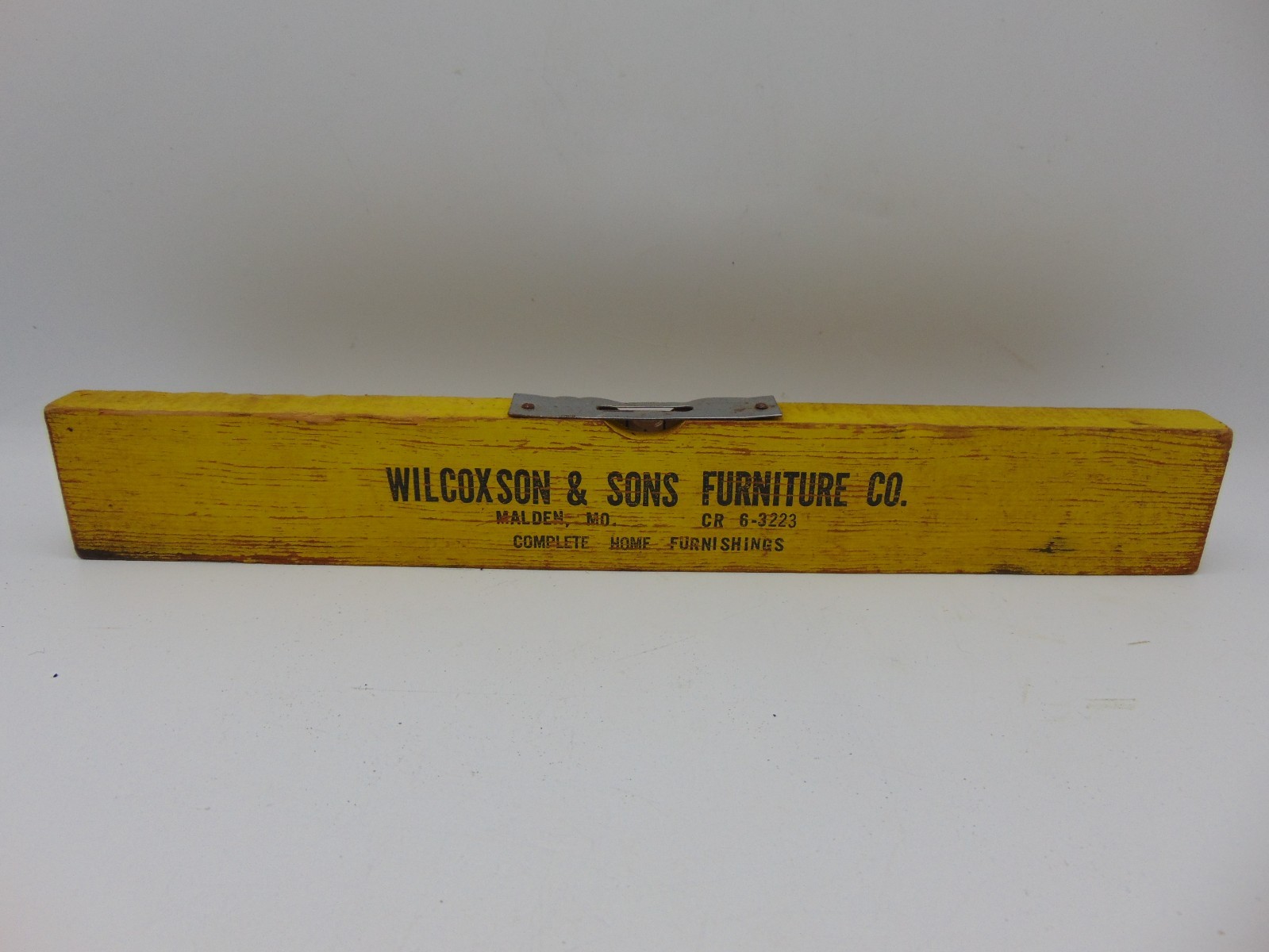 Vintage Advertising Wood Ruler & Level 12″ Wilcoxson & Sons Furniture Malden Mo.